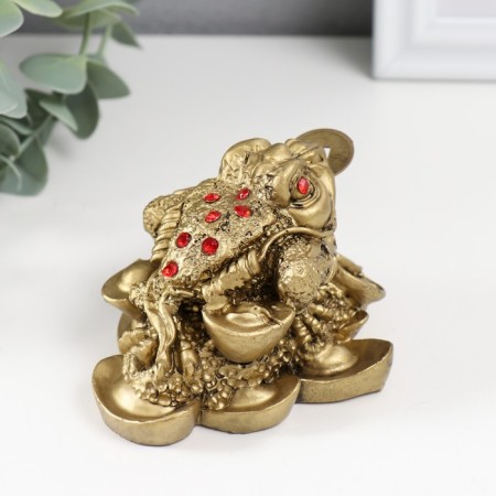 NECK Polystone for bronze "Cash toad with three coins" 8.4x7x5.3 cm-1