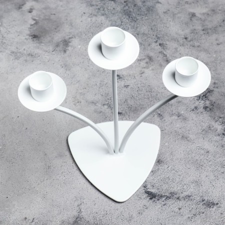 Summary Metal for 3 candles "Diez", 10.5x27 cm, white-3