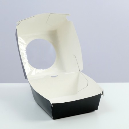 Packaging for burgers with a window, black, 11 x 11 x 11 cm set 5 pcs.-1