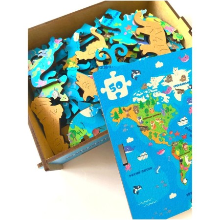 Figure puzzle "Animals of our planet", in a wooden box, 50 details-4