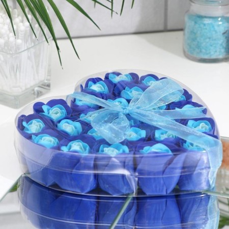 Soap roses, turquoise-blue, set 24 pcs.-1