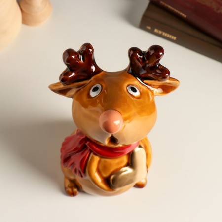 Souvenir Ceramics "Singing Losenok in a red scarf" 8.5x9.5x14.5 cm-4