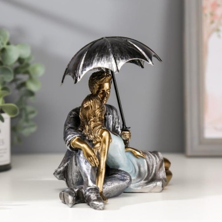 Souvenir Polystone Romance "Kiss under the umbrella" 16x19.5x13 cm-2