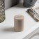 Beige LED candle, 7 × 13 × 7 cm, plastic, AAX2 batteries (not complete), warm white glow