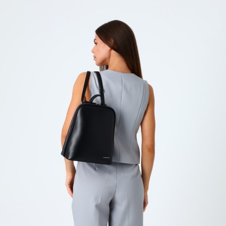 City backpack of artificial leather with lightning, black color-4