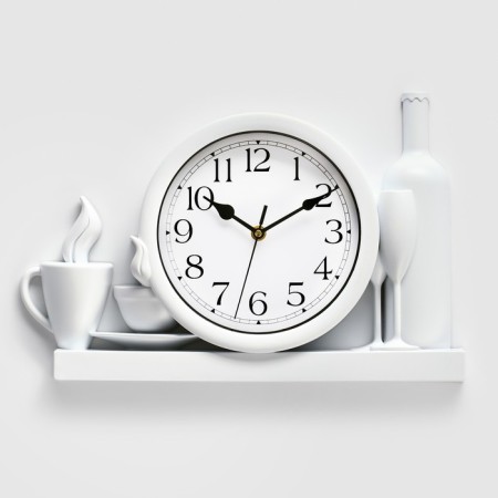 Wall clock, series: kitchen "wine or coffee?", Smooth move, 26.5 x 40.5 cm, dial 20 cm