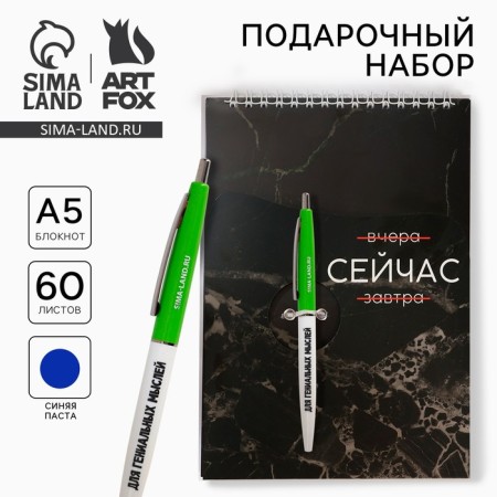 Set: Notepad A5, 60 l. And the pen "Black marble"