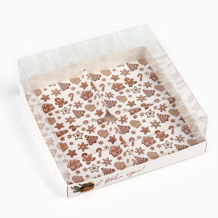 Box for Musser cakes “Happy New Year”, 17.8 x 17.8 x 6.5 cm, New Year-2
