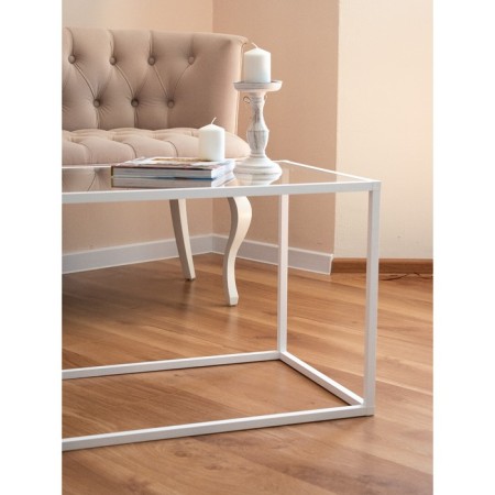 Table Journal loft with glass, 941x488x488, white muar/glass colorless-3