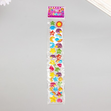 Stick plastic volumetric "Wild animals/weather" with gold stroke mix 33.5x6 cm-3