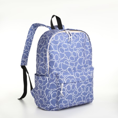 School backpack on lightning from textiles, 3 pockets, blue color-2