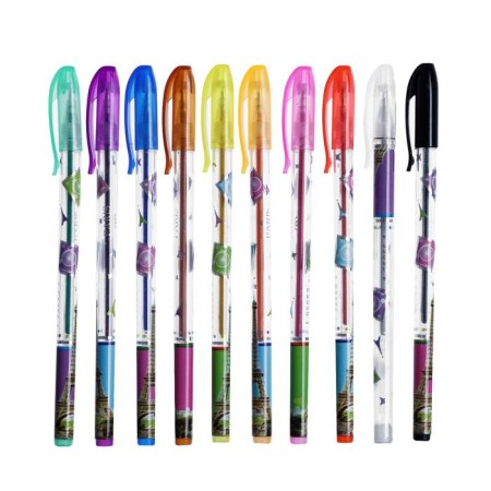 A set of gel pens 10 colors, metallic, with sparkles-4
