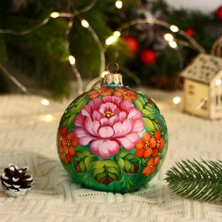 A set of 4 Christmas balls of 100 mm "unique bouquet"-4