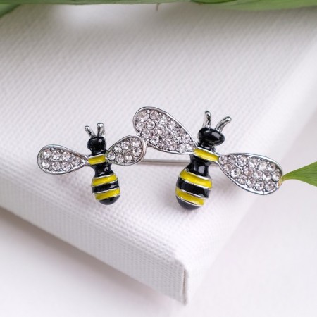 Brooch "Bees", colored in silver-1