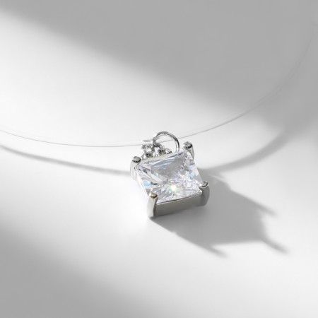 Circle "on the fishing line" zirconium, square, white color in silver, 30 cm-5