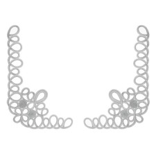 Pattern on the corner, left and right, pair 2 pcs. 45 x 30 cm, silver