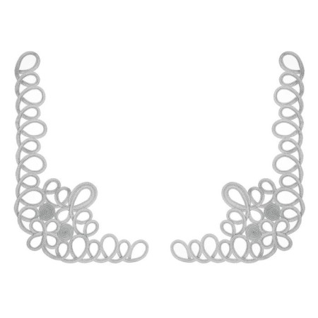 Pattern on the corner, left and right, pair 2 pcs. 45 x 30 cm, silver