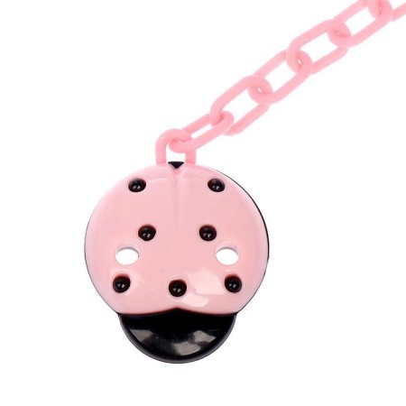 Holder for the nipple - dummy "ladybug", on the chain, pink color-3