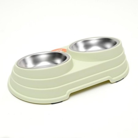 Metal dual bowl on a plastic basis 2 x 160 ml, 28.5 x 15 x 7 cm, green-3