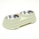 Metal dual bowl on a plastic basis 2 x 160 ml, 28.5 x 15 x 7 cm, green
