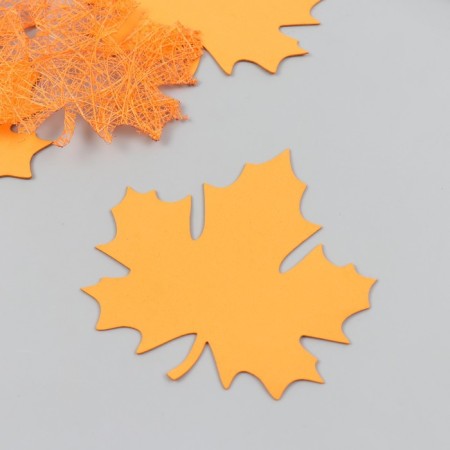 Decor "Cle leaf" 8.5x8.5 cm orange set 6 pcs Foam and Sizal