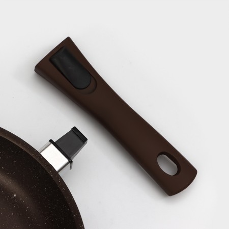 Pan, d = 26 cm, removable handle, glass cover, anti -stick coating, color coffee marble-4