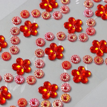 Sticker of rhinestones plastic "bends - flowers, pearls, rhinestones" mix 16.5x7 cm-4