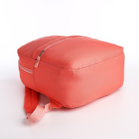 A backpack with a zipper, external pocket, pink color-4