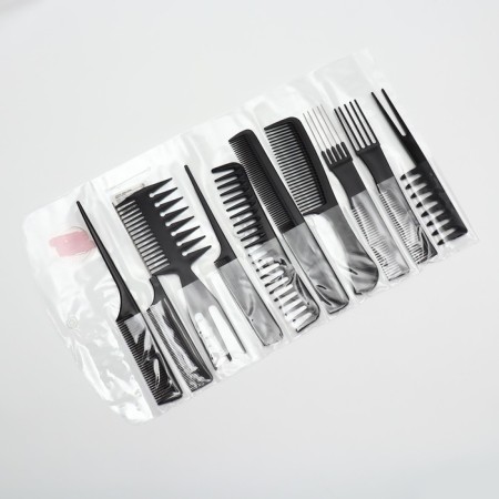 A set of combs, 10 items, in a case, black color-7