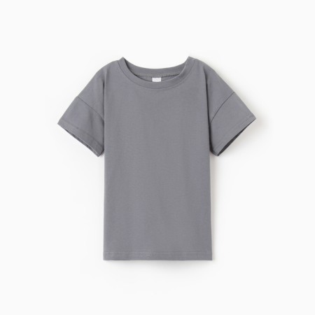 Baby T-shirt with a lowered shoulder, dark gray color, height 122 cm