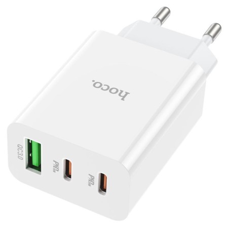 Network charger Hoco C99a, 2 Type-C, 1 USB, 20 W, 3 A, PD + Qc, white-2