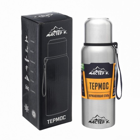Thermos, 600 ml, the journey "Master K.", with a mug, retains heat 24 hours, chrome-1