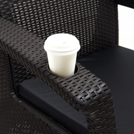 Roatan chair, with cup holders, 73x70x79 cm, mokko color, with a black pillow-4
