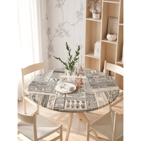 Groundpress on the table “Groundy newspapers”, round, oxford, elastic band, size 140x140 cm, diameter 105-120 cm-2