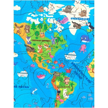Figure puzzle "Animals of our planet", in a wooden box, 50 details-2