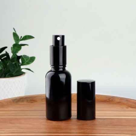A glass bottle for storage, with a sprayer "Black", 30 ml, black color-2