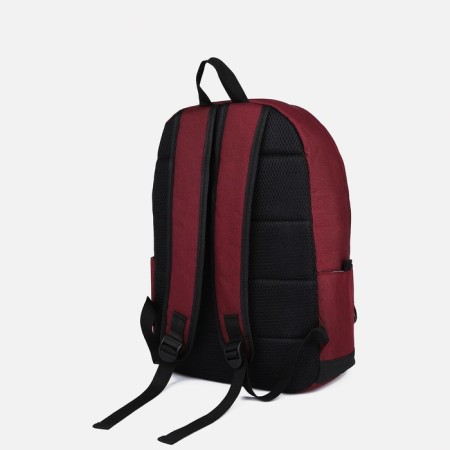 School backpack of textiles on lightning, Fulldorn, 3 pockets, burgundy color-3