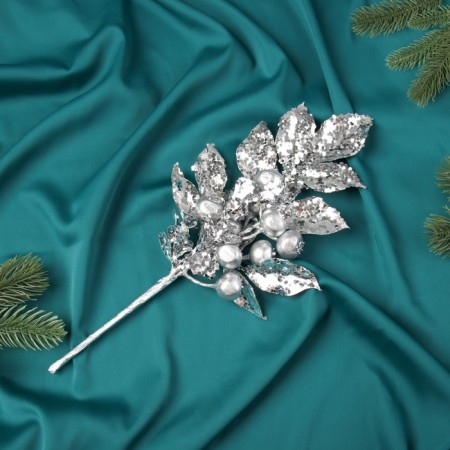 Decor "New Year's Grace" Vetochka Berry, 30x12 cm, silver-2