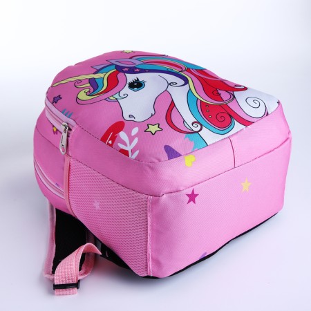 Baby backpack on lightning, external pocket, pink color-4