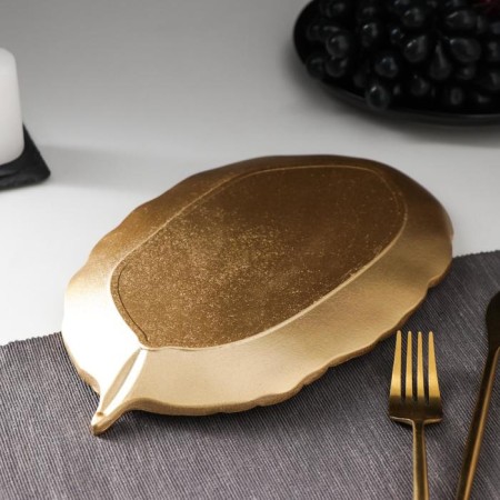 Fruit dish "leaf", 30 × 18 × 2 cm, gold color-2