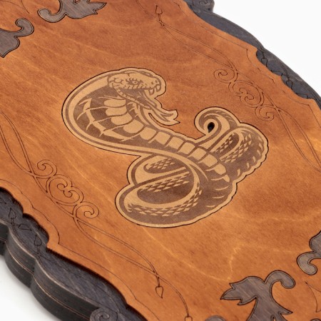 Wooden backgamber carved large "cobra", 45 x 45 cm-6