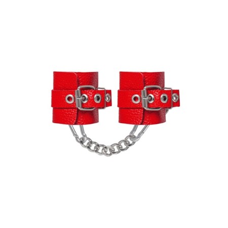 Handcuffs Pecado BDSM, soft with grirts, genuine leather, red-2