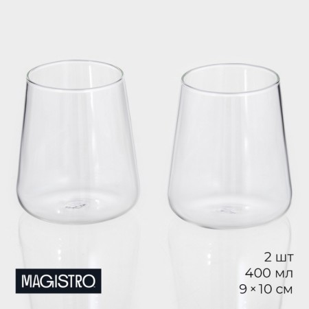 Nolan glasses, 400 ml, 9 × 10 cm, set 2 pcs, glass, transparent