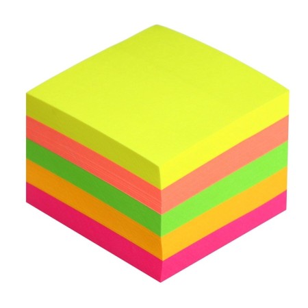 Block with a sticky edge of 51 mm x 51 mm, 400 sheets, fluorescent, 5 colors-1