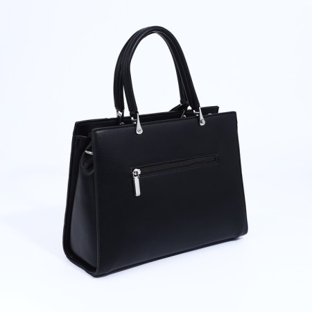 Lightning tout bag, external pocket, long belt, black color-1