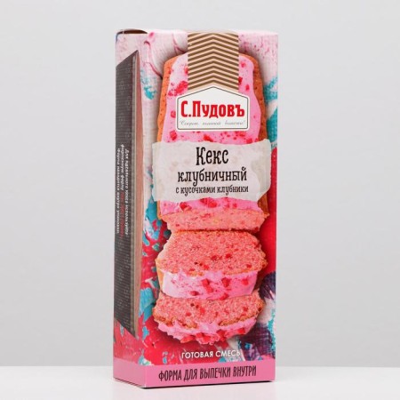 Cupcake "S. Pudov" Strawberry with pieces of strawberries, 300 g
