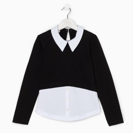 School blouse for a girl, black/white color, height 122 cm-5