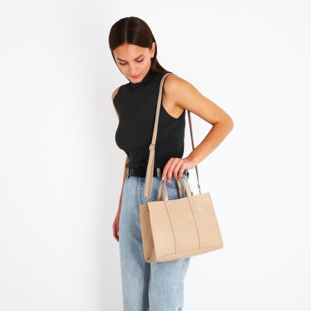 Bag Female Tout with zipper, beige color-8