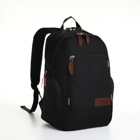 Youth backpack, Rise, 2 lightning departments, 2 side pockets, black/brown color