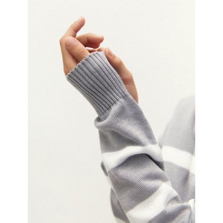 Sweater Knitted Children's Amarobaby Strip, Height 140 cm, Gray Color-9